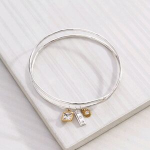 SILPADA  In The Mix Charm Bangle Bracelet  Sterling Silver & Brass B3079
